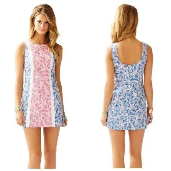 Lilly Pulitzer Dresses & Skirts - Lilly Pulitzer Delia Indigo Star Crush Shift Dress Size 4 Blue Pink White Cotton